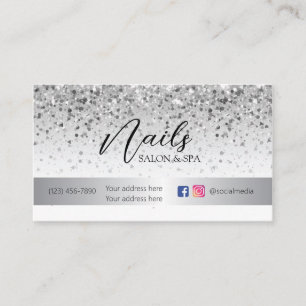 Silver Giltter Loyalty Card for Nails Salon
