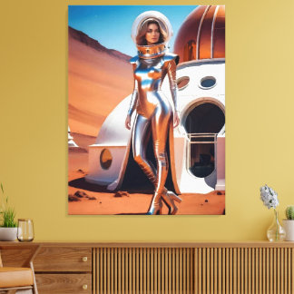 silver girl alian canvas print