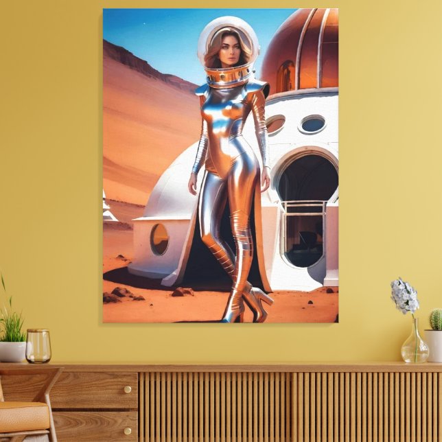 silver girl alian canvas print (Insitu(LivingRoom))
