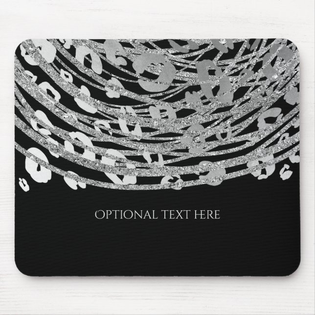 Silver Glam Cheetah Print Exotic Animal Print Mouse Pad (Front)