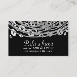 Silver Glam Cheetah Print Exotic Refer a Friend Referral Card