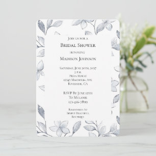 Silver Glam Floral Bridal Shower Invitation