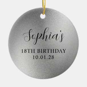 Silver Glam Foil 18th Birthday Photo Ceramic Ornament