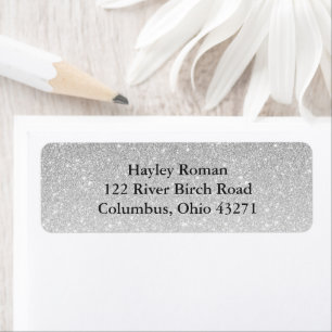 Silver Glam Glitter Custom Return Address Label