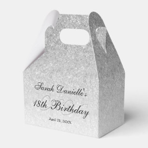 Silver Glam Glitter Personalized Favor Box