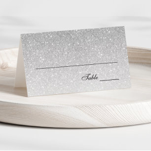 Silver Glam Glitter Place Card