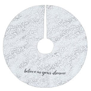 Silver Glam Leopard Print personalized Brushed Polyester Tree Skirt