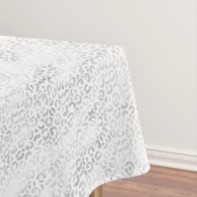 Silver Glam Leopard Print Tablecloth (In Situ)
