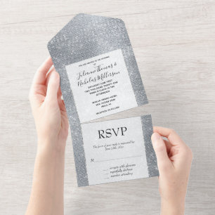 Silver Glam Sparkle All In One Invitation