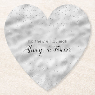 Silver Glam Sparkle Confetti Paper Coaster