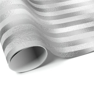 Silver Glam Stripes Wrapping Paper