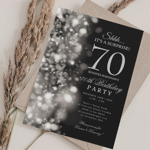 Silver Glam Surprise 70th Birthday Party Invitation