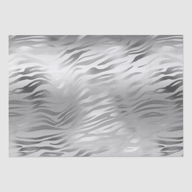 Silver Glam Zebra Animal Print Medium Gift Bag Tissue Paper (Front)