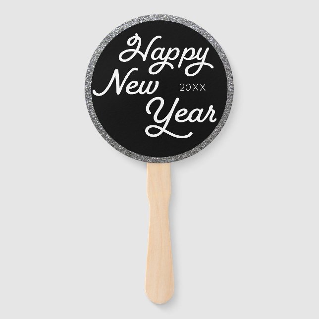 Silver Glamourous New Years Eve Photo Prop Hand Fa Hand Fan (Back)