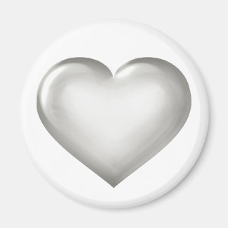Silver glass heart magnet