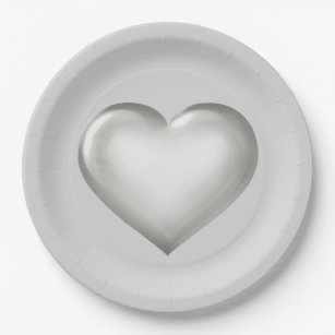 Silver glass heart plate