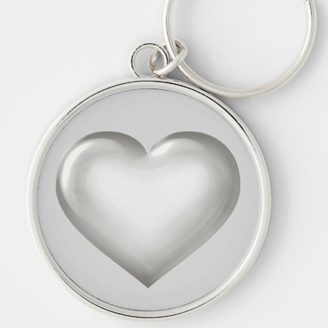 Silver glass heart plate keychain (Front)
