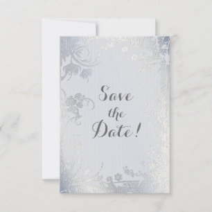 Silver Glimmer Floral Save The Date Invitation