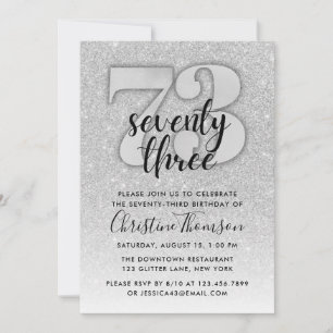 Silver Glitter 73rd Birthday Invitation