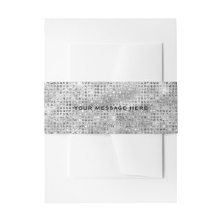 Silver Glitter Add Your Own Text Invitation Belly Band