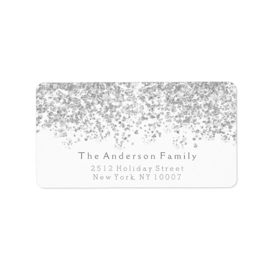 Silver glitter address label
