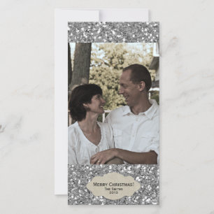 Silver Glitter Adjustable Photo Christmas Card