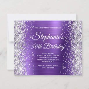 Silver Glitter Amethyst Foil 50th Birthday