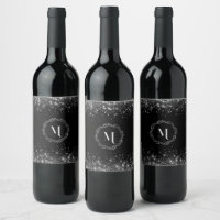 Silver Glitter And Black Elegant Monogrammed 