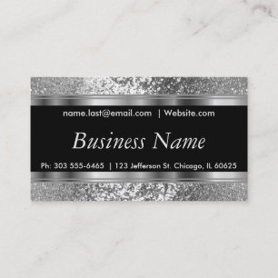 Silver Glitter and Elegant Silver Business Card