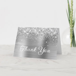 Silver Glitter and Foil 50th Birthday Thank You Card
