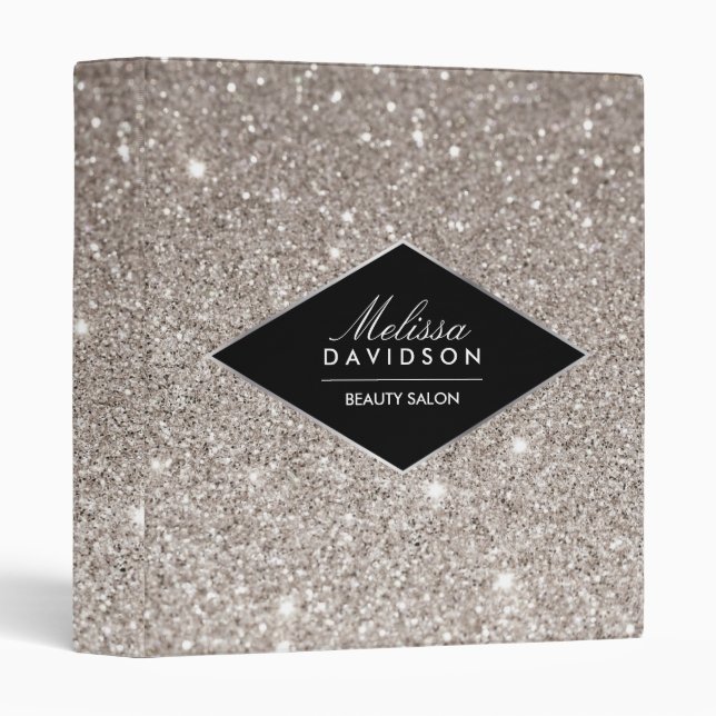 Silver Glitter and Glamour Personalized Binder (Front/Spine)