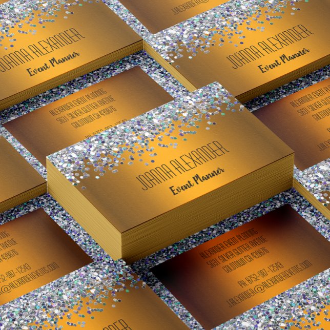 Silver Glitter and Gold Business Card (Creator Uploaded)