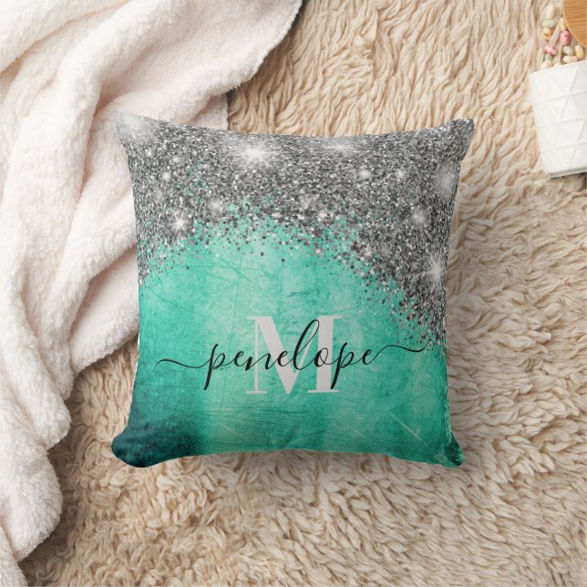 Silver Glitter and Metal Throw Pillow (Blanket)