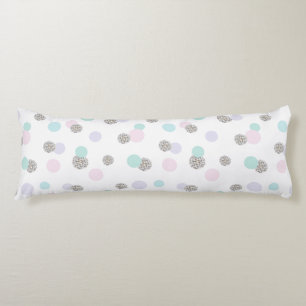 Silver Glitter and Pastel Colours Polka Dots Body Pillow