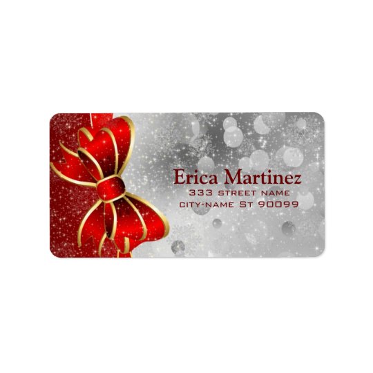 Silver Glitter And Red Christmas Sparkles Bow
