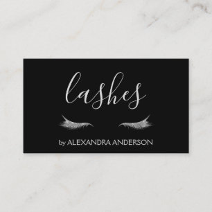 Silver Glitter and Sparkle Eyelash Extension Business Card
