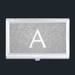 Silver Glitter and Sparkle Monogram Business Card Holder<br><div class="desc">Silver Faux Glitter and Sparkle Elegant Monogram Business Card Holder. This Business Card Holder can be customized to include your initial and first name.</div>