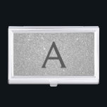 Silver Glitter and Sparkle Monogram Business Card Holder<br><div class="desc">Silver Faux Glitter and Sparkle Elegant Monogram Business Card Holder. This Business Card Holder can be customized to include your initial and first name.</div>