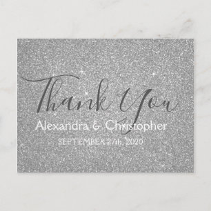 Silver Glitter and Sparkle Thank You Postcard