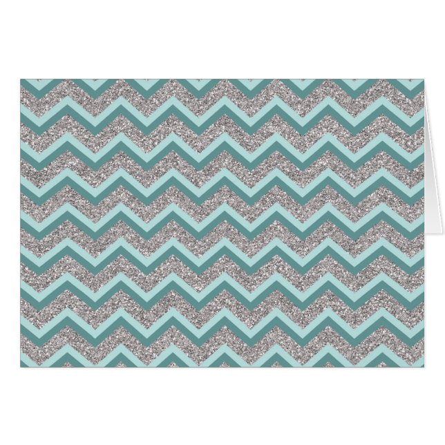 Silver Glitter and Teal ZigZag (Front Horizontal)