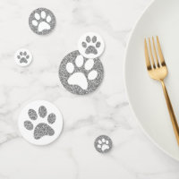 Silver Glitter Animal Paw Prints Table Sprinkle