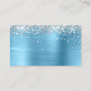 Silver Glitter Baby Blue Foil Blank Place Card