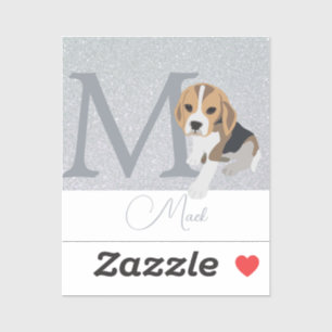 Silver Glitter Beagle Lovers Personalized Monogram