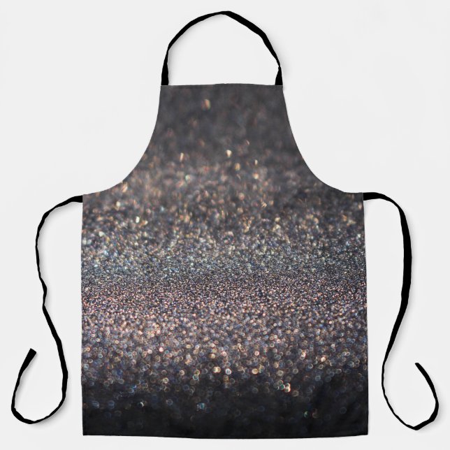 Silver Glitter: Black Bokeh Christmas Apron (Front)
