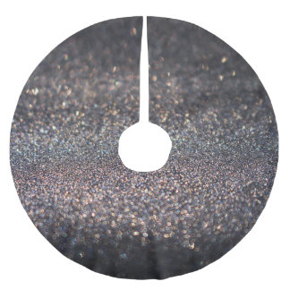 Silver Glitter: Black Bokeh Christmas Brushed Polyester Tree Skirt