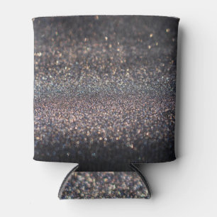 Silver Glitter: Black Bokeh Christmas Can Cooler