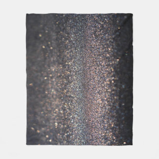 Silver Glitter: Black Bokeh Christmas Fleece Blanket