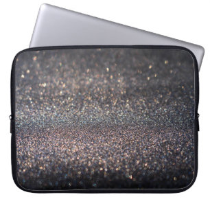 Silver Glitter: Black Bokeh Christmas Laptop Sleeve