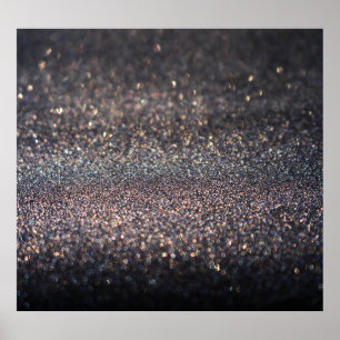 Silver Glitter: Black Bokeh Christmas Poster