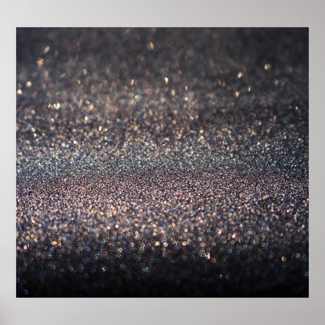 Silver Glitter: Black Bokeh Christmas Poster (Front)
